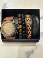 Watch and Bracelet Set in Brown